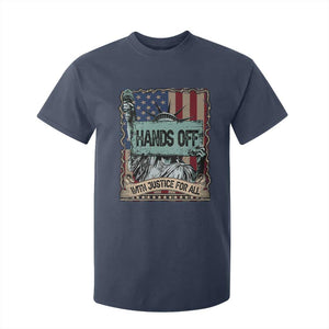 Funny Hands Off With Justice For All T Shirt For Kid Statue Of Liberty American Flag TS11 Navy Print Your Wear