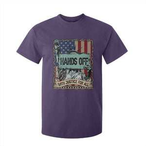 Funny Hands Off With Justice For All T Shirt For Kid Statue Of Liberty American Flag TS11 Purple Print Your Wear