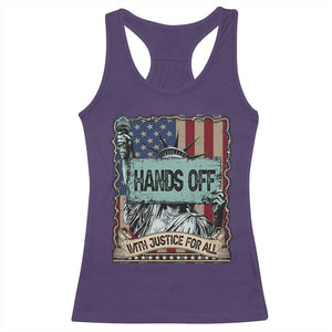 Funny Hands Off With Justice For All Racerback Tank Top Statue Of Liberty American Flag TS11 Purple Print Your Wear