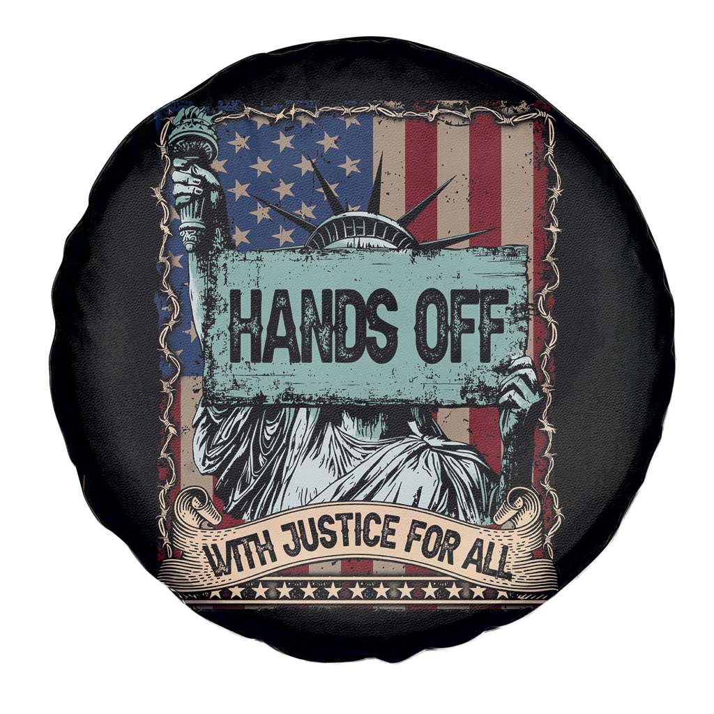 Funny Hands Off With Justice For All Spare Tire Cover Statue Of Liberty American Flag TS11 Print Your Wear