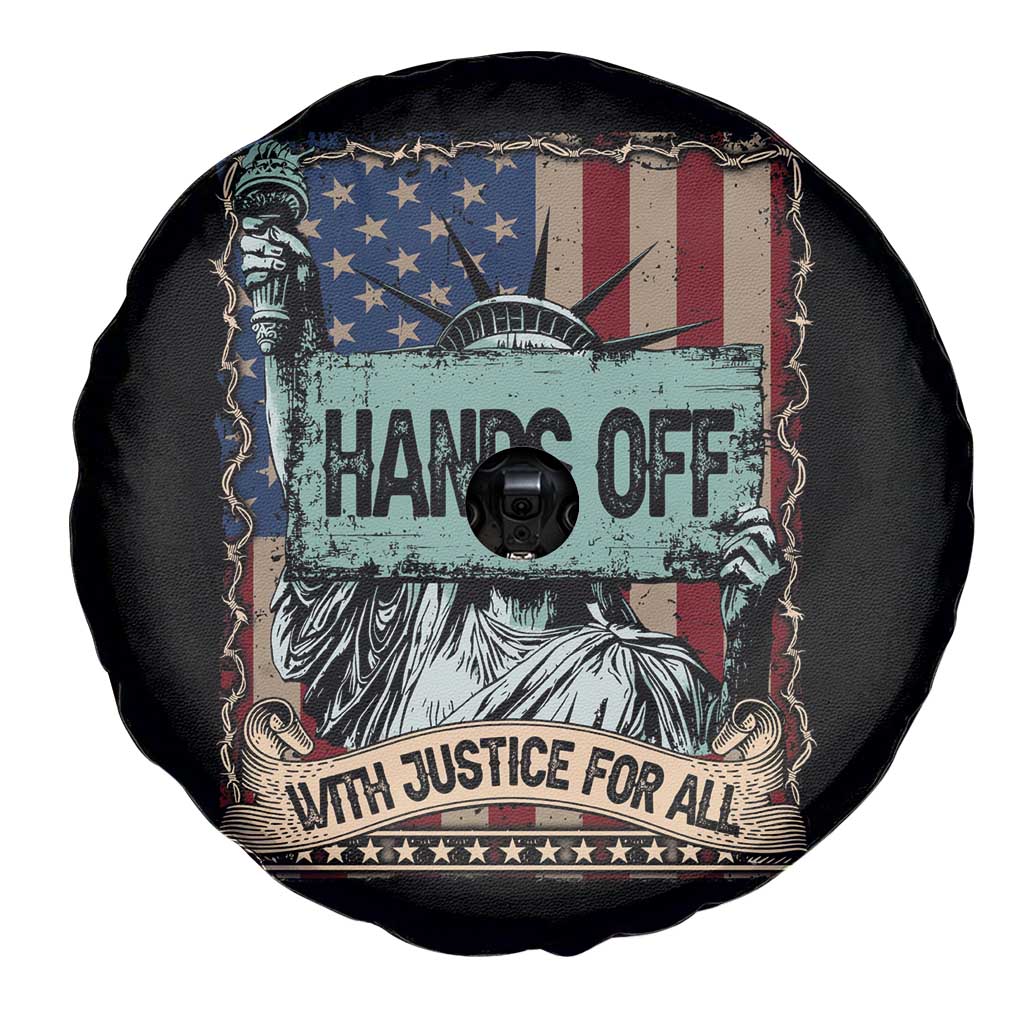 Funny Hands Off With Justice For All Spare Tire Cover Statue Of Liberty American Flag TS11 Print Your Wear
