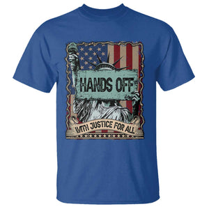 Funny Hands Off With Justice For All T Shirt Statue Of Liberty American Flag TS11 Royal Blue Print Your Wear