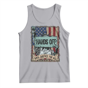 Funny Hands Off With Justice For All Tank Top Statue Of Liberty American Flag TS11 Athletic Heather Print Your Wear
