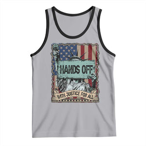 Funny Hands Off With Justice For All Tank Top Statue Of Liberty American Flag TS11 Athletic Heather Black Print Your Wear