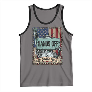 Funny Hands Off With Justice For All Tank Top Statue Of Liberty American Flag TS11 Deep Heather Black Print Your Wear