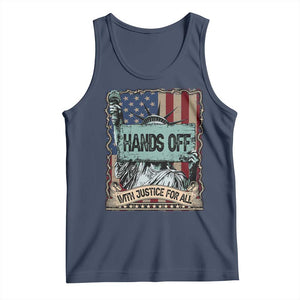Funny Hands Off With Justice For All Tank Top Statue Of Liberty American Flag TS11 Navy Print Your Wear