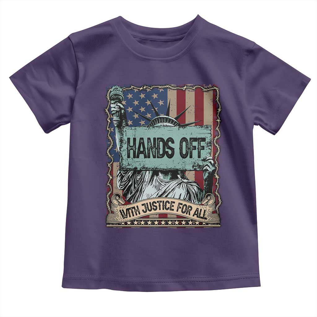 Funny Hands Off With Justice For All Toddler T Shirt Statue Of Liberty American Flag TS11 Purple Print Your Wear