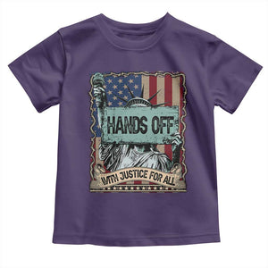 Funny Hands Off With Justice For All Toddler T Shirt Statue Of Liberty American Flag TS11 Purple Print Your Wear
