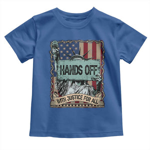 Funny Hands Off With Justice For All Toddler T Shirt Statue Of Liberty American Flag TS11 Royal Blue Print Your Wear