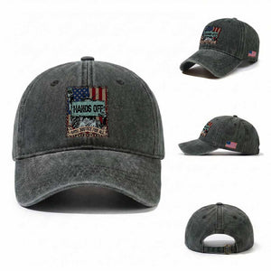 Funny Hands Off With Justice For All Washed Cotton Baseball Cap Statue Of Liberty American Flag TS11 Washed Cap Universal Fit Dark Green Print Your Wear
