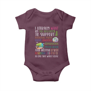 I Literally Want My Tax Dollars To Support National Parks Science Education Baby Onesie In Case That Wasn't Clear TS11 Maroon Print Your Wear