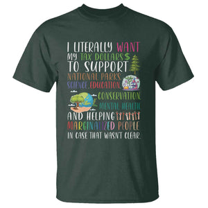I Literally Want My Tax Dollars To Support National Parks Science Education T Shirt In Case That Wasn't Clear TS11 Dark Forest Green Print Your Wear