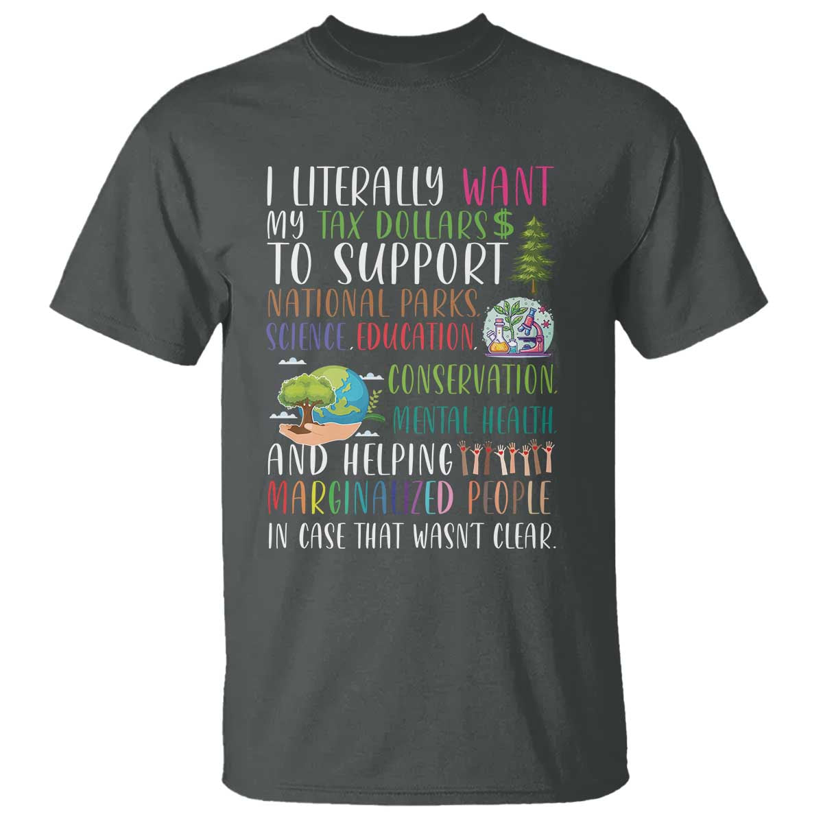 I Literally Want My Tax Dollars To Support National Parks Science Education T Shirt In Case That Wasn't Clear TS11 Dark Heather Print Your Wear