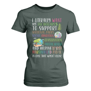 I Literally Want My Tax Dollars To Support National Parks Science Education T Shirt For Women In Case That Wasn't Clear TS11 Dark Forest Green Print Your Wear