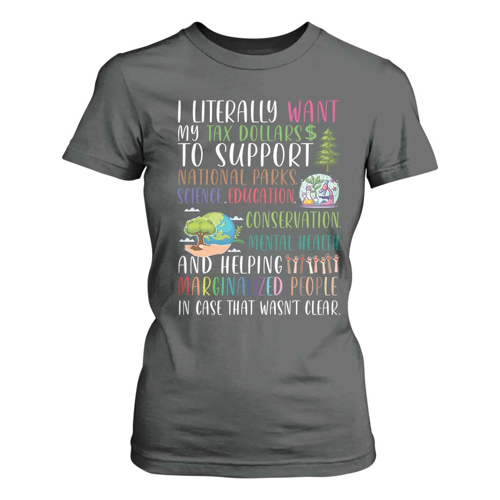 I Literally Want My Tax Dollars To Support National Parks Science Education T Shirt For Women In Case That Wasn't Clear TS11 Dark Heather Print Your Wear