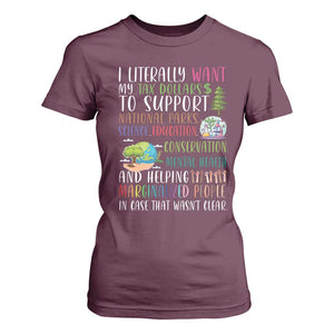 I Literally Want My Tax Dollars To Support National Parks Science Education T Shirt For Women In Case That Wasn't Clear TS11 Maroon Print Your Wear
