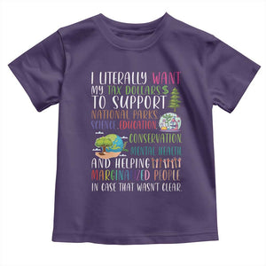 I Literally Want My Tax Dollars To Support National Parks Science Education Toddler T Shirt In Case That Wasn't Clear TS11 Purple Print Your Wear