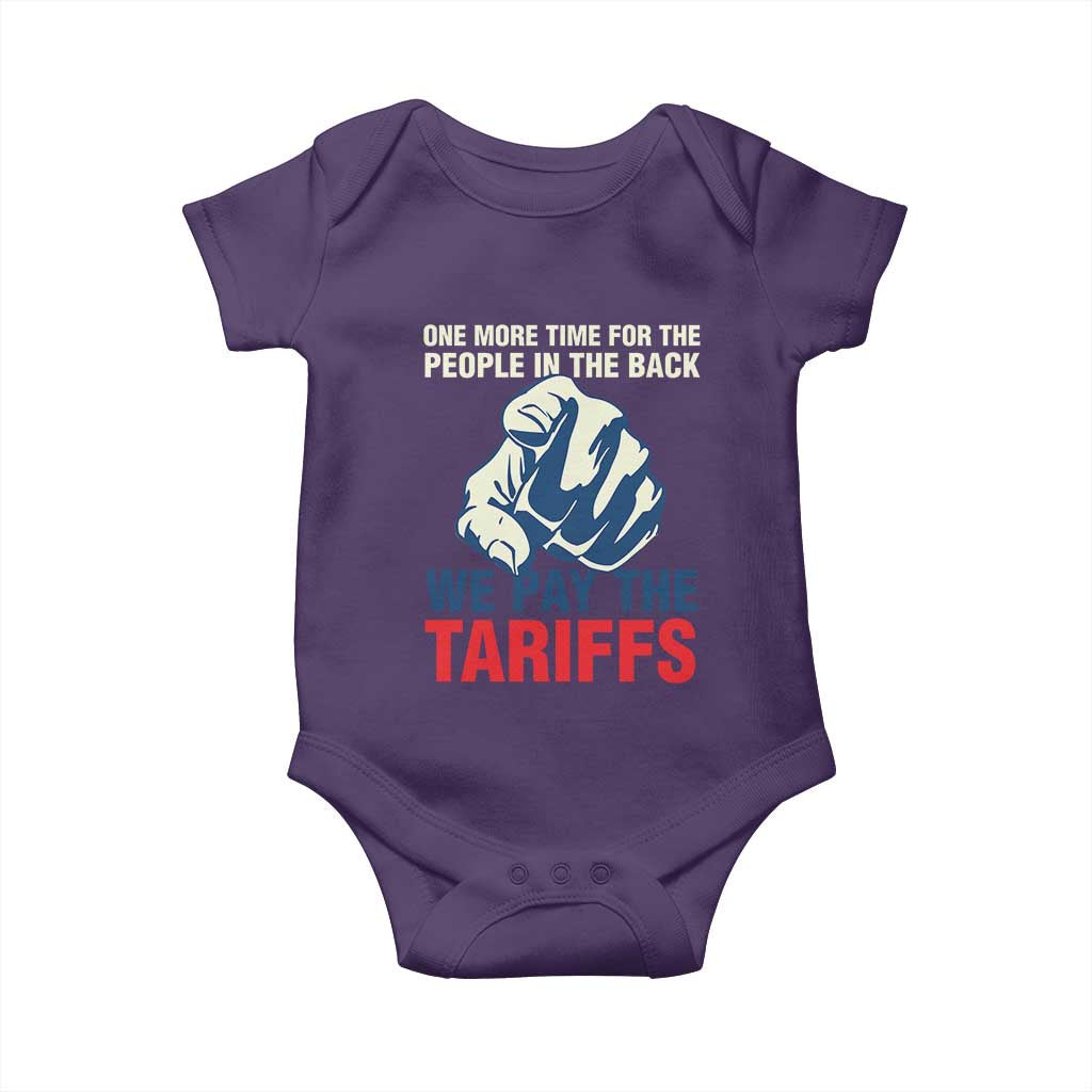 One More Time For The People In The Back We Pay The Tariffs Baby Onesie Pointing Hand TS11 Purple Print Your Wear
