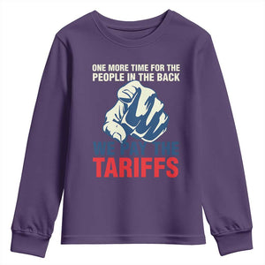 One More Time For The People In The Back We Pay The Tariffs Youth Sweatshirt Pointing Hand TS11 Purple Print Your Wear
