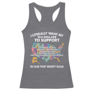 I Literally Want My Tax Dollars To Support National Parks Racerback Tank Top In Case That Wasn't Clear Vintage American Map TS11 Charcoal Print Your Wear