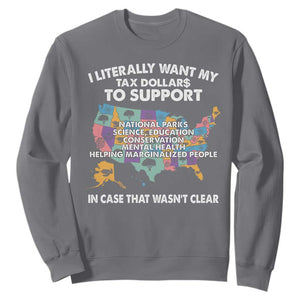 I Literally Want My Tax Dollars To Support National Parks Sweatshirt In Case That Wasn't Clear Vintage American Map TS11 Charcoal Print Your Wear