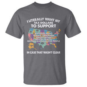 I Literally Want My Tax Dollars To Support National Parks T Shirt In Case That Wasn't Clear Vintage American Map TS11 Charcoal Print Your Wear