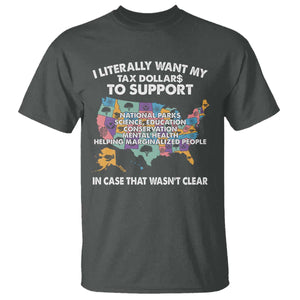 I Literally Want My Tax Dollars To Support National Parks T Shirt In Case That Wasn't Clear Vintage American Map TS11 Dark Heather Print Your Wear