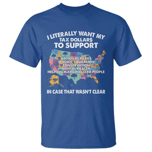 I Literally Want My Tax Dollars To Support National Parks T Shirt In Case That Wasn't Clear Vintage American Map TS11 Royal Blue Print Your Wear
