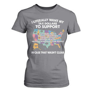 I Literally Want My Tax Dollars To Support National Parks T Shirt For Women In Case That Wasn't Clear Vintage American Map TS11 Charcoal Print Your Wear