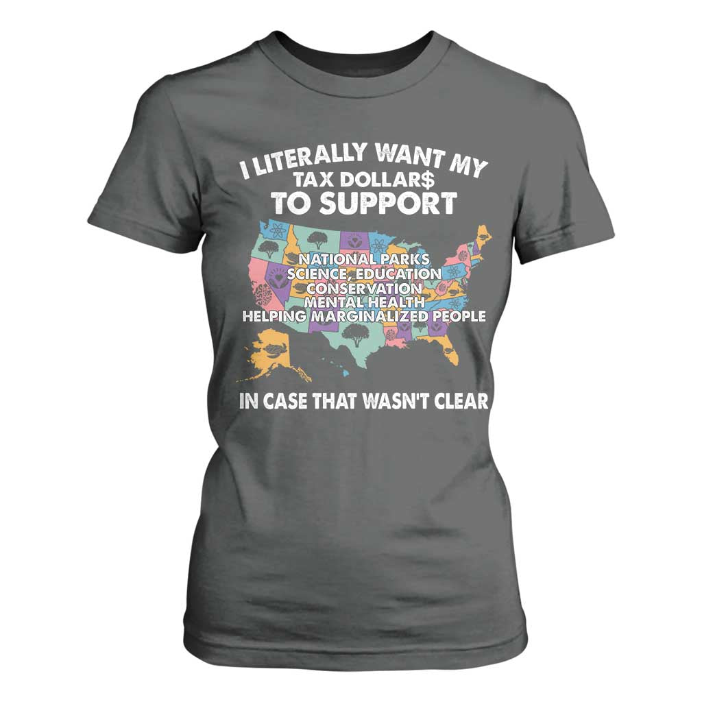 I Literally Want My Tax Dollars To Support National Parks T Shirt For Women In Case That Wasn't Clear Vintage American Map TS11 Dark Heather Print Your Wear