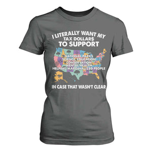 I Literally Want My Tax Dollars To Support National Parks T Shirt For Women In Case That Wasn't Clear Vintage American Map TS11 Dark Heather Print Your Wear