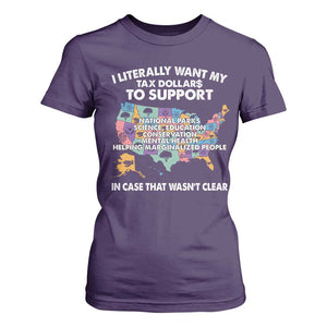 I Literally Want My Tax Dollars To Support National Parks T Shirt For Women In Case That Wasn't Clear Vintage American Map TS11 Purple Print Your Wear