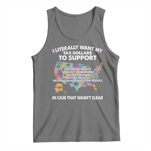 I Literally Want My Tax Dollars To Support National Parks Tank Top In Case That Wasn't Clear Vintage American Map TS11 Black Heather Print Your Wear