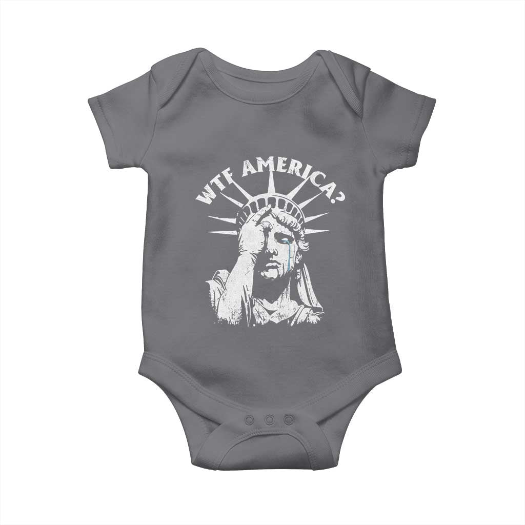 Funny Statue Of Liberty WTF America Baby Onesie TS11 Charcoal Print Your Wear