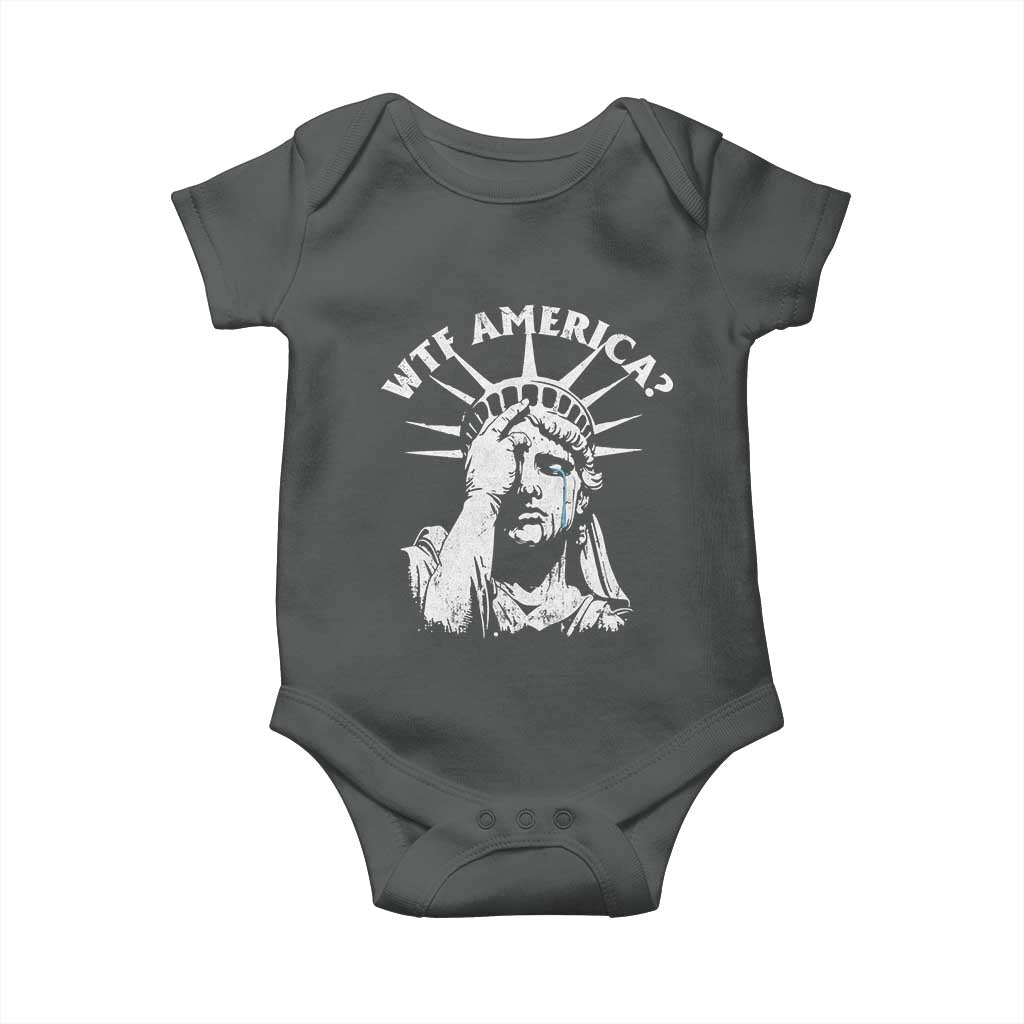 Funny Statue Of Liberty WTF America Baby Onesie TS11 Dark Heather Print Your Wear