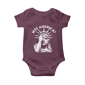 Funny Statue Of Liberty WTF America Baby Onesie TS11 Maroon Print Your Wear