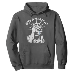 Funny Statue Of Liberty WTF America Hoodie TS11 Dark Heather Print Your Wear