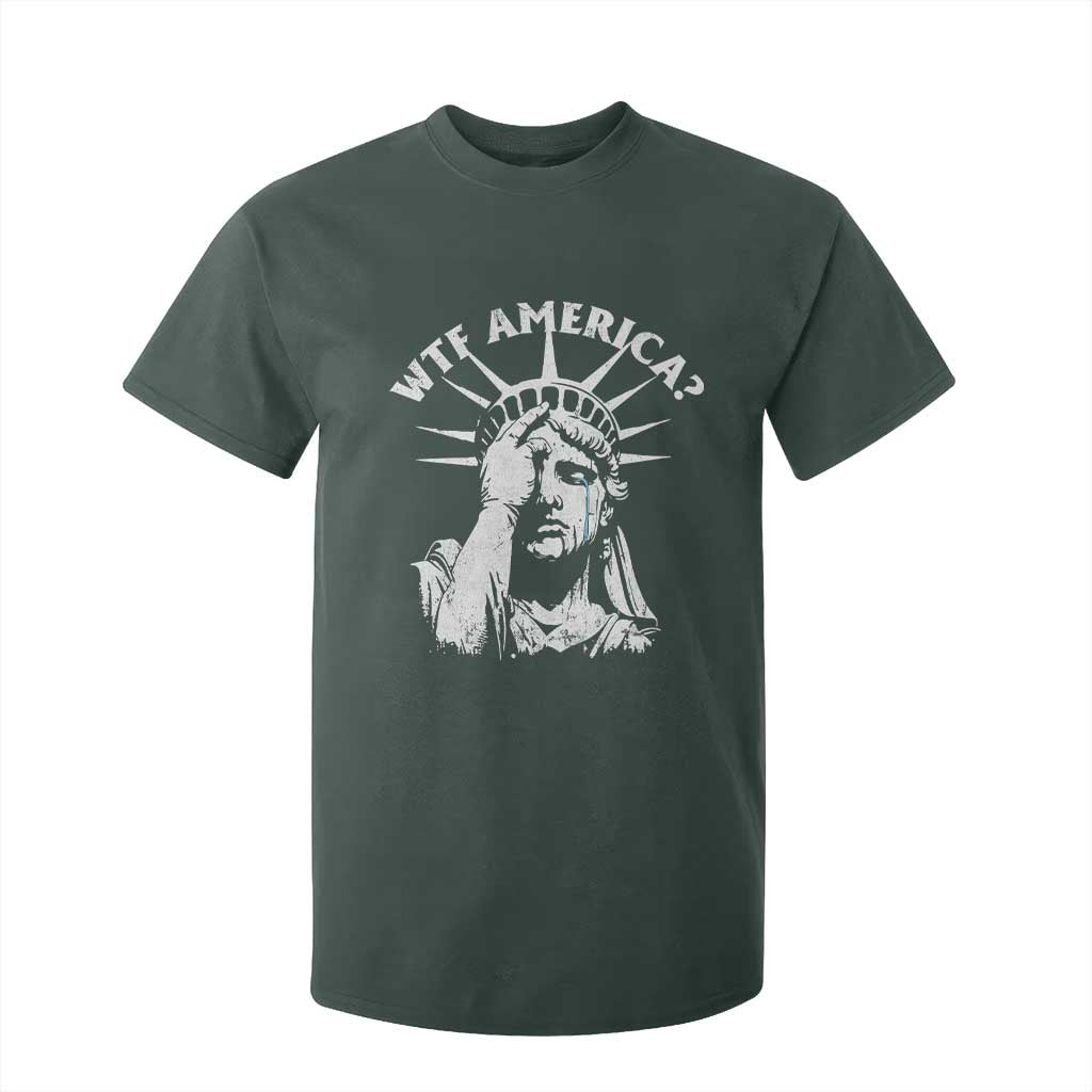 Funny Statue Of Liberty WTF America T Shirt For Kid TS11 Dark Forest Green Print Your Wear