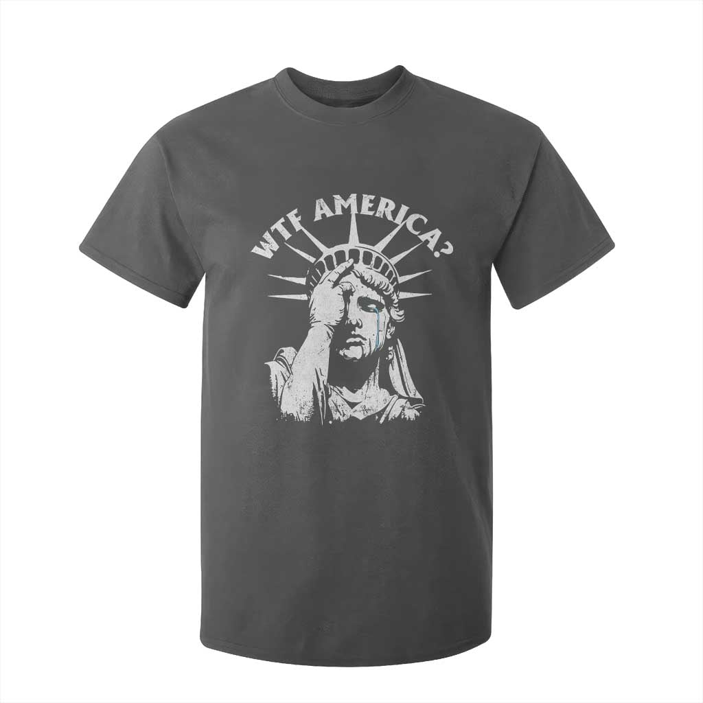 Funny Statue Of Liberty WTF America T Shirt For Kid TS11 Dark Heather Print Your Wear