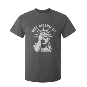 Funny Statue Of Liberty WTF America T Shirt For Kid TS11 Dark Heather Print Your Wear