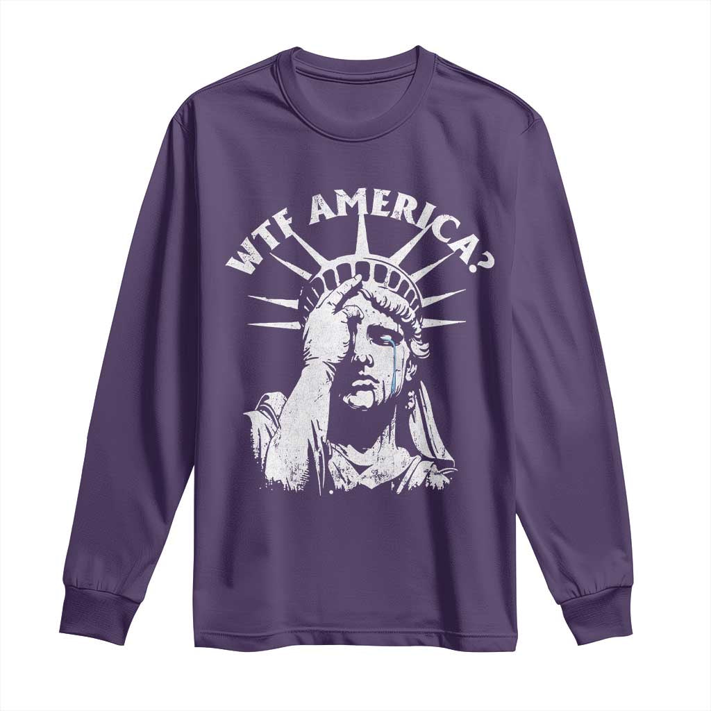 Funny Statue Of Liberty WTF America Long Sleeve Shirt TS11 Purple Print Your Wear