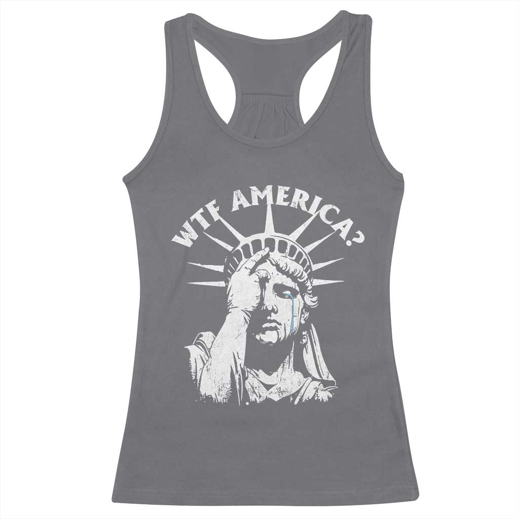 Funny Statue Of Liberty WTF America Racerback Tank Top TS11 Charcoal Print Your Wear