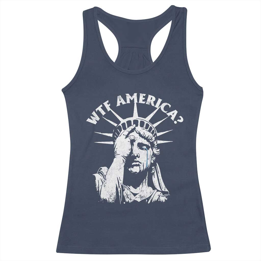 Funny Statue Of Liberty WTF America Racerback Tank Top TS11 Navy Print Your Wear