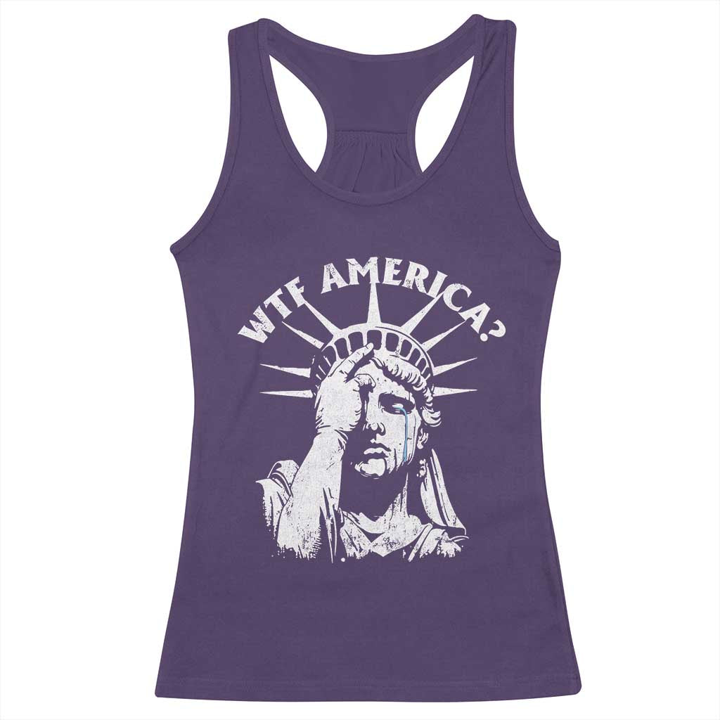 Funny Statue Of Liberty WTF America Racerback Tank Top TS11 Purple Print Your Wear