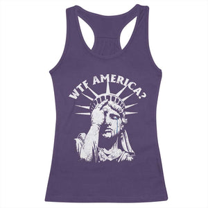 Funny Statue Of Liberty WTF America Racerback Tank Top TS11 Purple Print Your Wear