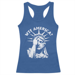 Funny Statue Of Liberty WTF America Racerback Tank Top TS11 Royal Blue Print Your Wear