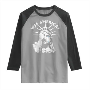 Funny Statue Of Liberty WTF America Raglan Shirt TS11 Sport Gray Black Print Your Wear