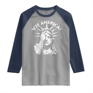 Funny Statue Of Liberty WTF America Raglan Shirt TS11 Sport Gray Navy Print Your Wear