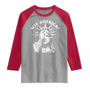 Funny Statue Of Liberty WTF America Raglan Shirt TS11 Sport Gray Red Print Your Wear