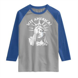 Funny Statue Of Liberty WTF America Raglan Shirt TS11 Sport Gray Royal Print Your Wear
